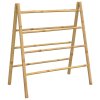 Dvojitý žebřík na ručníky se 4 příčlemi 90 x 50 x 100 cm bambus 368036