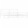 Kovový rám postele s hlavovým a nožním čelem bílý 200 x 200 cm 376300
