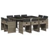 11dílný zahradní jídelní set s poduškami šedý polyratan 3277975