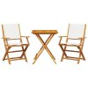 3dílný bistro set krémově bílý textil a masivní dřevo 3281808