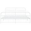 Kovový rám postele s hlavovým a nožním čelem bílý 183 x 213 cm 376672
