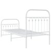 Kovový rám postele s hlavovým a nožním čelem bílý 80 x 200 cm 376658