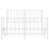 Kovový rám postele s hlavovým a nožním čelem bílý 120 x 200 cm 374502