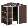 Zahradní domek s regálem hnědý 205 x 130 x 183 cm železo 47105