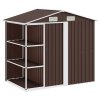 Zahradní domek s regálem hnědý 205 x 130 x 183 cm železo 47105