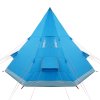 Kempingový stan týpí pro 4 osoby modrý nepromokavý 94381