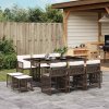 11dílný zahradní jídelní set s poduškami hnědý polyratan 3211689