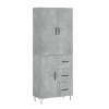 Skříň highboard betonově šedá 69,5x34x180 cm kompozitní dřevo 3198093
