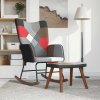 Houpací křeslo se stoličkou patchwork textil 328204
