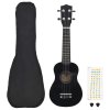 Set soprano ukulele s obalem pro děti černé 23" 70152