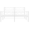 Kovový rám postele s hlavovým a nožním čelem bílý 140 x 190 cm 372344