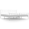 Kovový rám postele s hlavovým a nožním čelem bílý 193 x 203 cm 355340