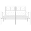 Kovový rám postele s hlavovým a nožním čelem bílý 150 x 200 cm 372248
