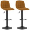 Barové židle 2 ks hnědé samet 333989