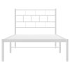Kovový rám postele bez matrace s čelem bílý 75 x 190 cm 355698