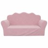 Dětská pohovka pro 2 osoby růžová měkká plyšová 357051