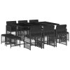 11dílný zahradní jídelní set s poduškami černý polyratan 3210967