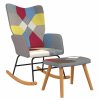 Houpací křeslo se stoličkou patchwork textil 328192