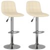 Barové židle 2 ks krémové textil 333947