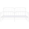 Kovový rám postele s hlavovým a nožním čelem bílý 193 x 203 cm 373960