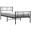 Kovový rám postele s hlavovým a nožním čelem černý 100 x 200 cm 372192