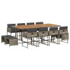 13dílný zahradní jídelní set s poduškami šedý polyratan 3211346