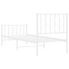 Kovový rám postele s hlavovým a nožním čelem bílý 75 x 190 cm 374494