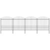 Zahradní plot s kopím nahoře ocelový 714,5 x 200 cm černý 277751