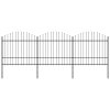 Zahradní plot s kopím nahoře ocelový 537 x 175 cm černý 277741