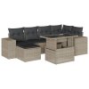 7dílná zahradní sedací souprava a podušky světle šedá polyratan 3269312