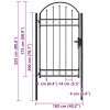 Plotová branka s klenutým vrškem ocelová 104 x 175 cm černá 143087
