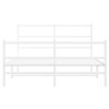 Kovový rám postele s hlavovým a nožním čelem bílý 135 x 190 cm 355431