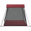 Dětská ohrádka s matrací červená lněná tkanina 10305
