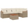 6dílná zahradní sedací souprava s poduškami béžová polyratan 3258355