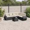 7dílná zahradní sedací souprava s poduškami černá polyratan 3253753
