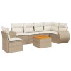 7dílná zahradní sedací souprava s poduškami béžová polyratan 3225029