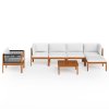7dílná zahradní sedací souprava s polštáři krémové dřevo akácie a provaz 3057882