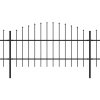 Zahradní plot s kopím nahoře ocelový 1426 x 100 cm černý 277719