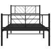 Kovový rám postele s hlavovým a nožním čelem černý 90 x 190 cm 372189