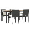 5dílný zahradní jídelní set s poduškami černý polyratan 3157965