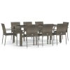 9dílný zahradní jídelní set s poduškami šedý polyratan 3184986