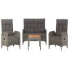 4dílný zahradní jídelní set s poduškami šedá polyratan 3185083