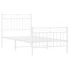 Kovový rám postele s hlavovým a nožním čelem bílý 90 x 190 cm 373750
