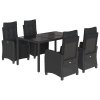 5dílný zahradní jídelní set s poduškami černý polyratan 3212890