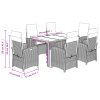 7dílný zahradní jídelní set s poduškami šedý polyratan 3212216