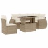 6dílná zahradní sedací souprava s poduškami béžová polyratan 3268538