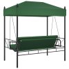 Zahradní houpačka se stříškou zelená ocel 4008902
