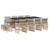 13dílný zahradní jídelní set s poduškami béžový polyratan 3210804