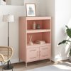 Skříň highboard růžová 68 x 39 x 113 cm ocel 842971