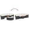 3dílná zahradní sedací souprava půlkruhová černá polyratan 3262069